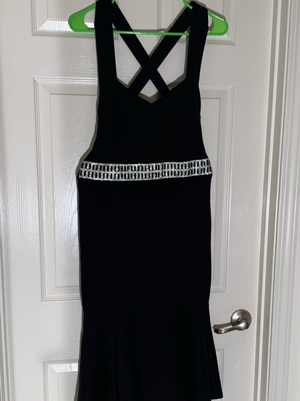 Black Midi Dress with Embellished Waist